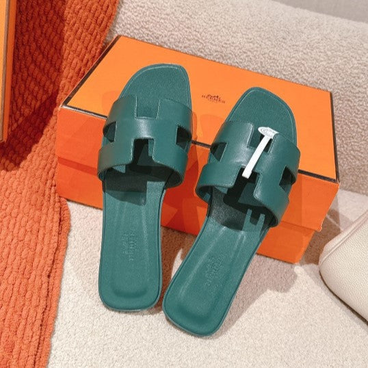 Claquettes Vert Bouteille